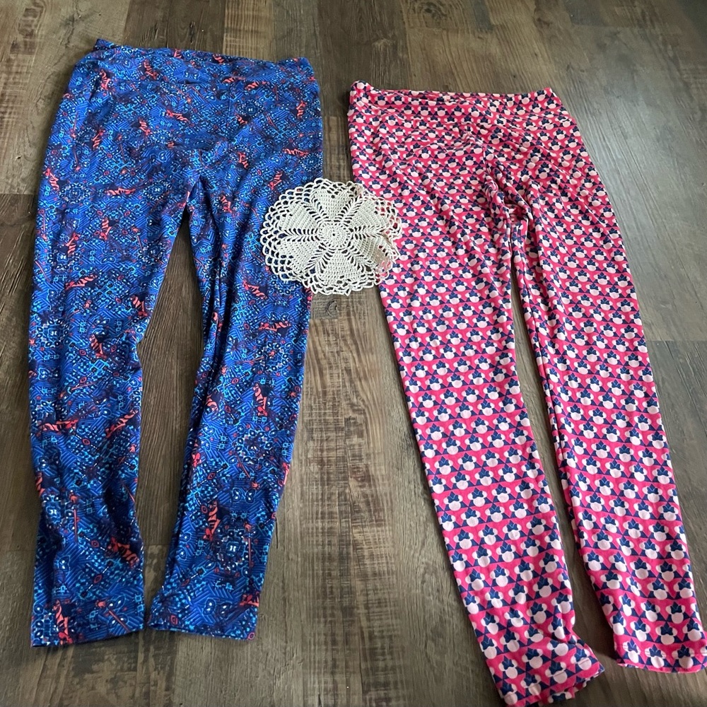 LuLaRoe Disney TC Leggings EUC Minnie  Captain Hook Set 2